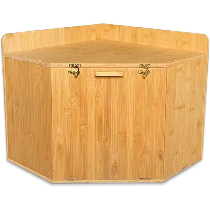 Prep & Savour Ktchen Bamboo Corner Bread Box For Ktchen Counter, Wooden